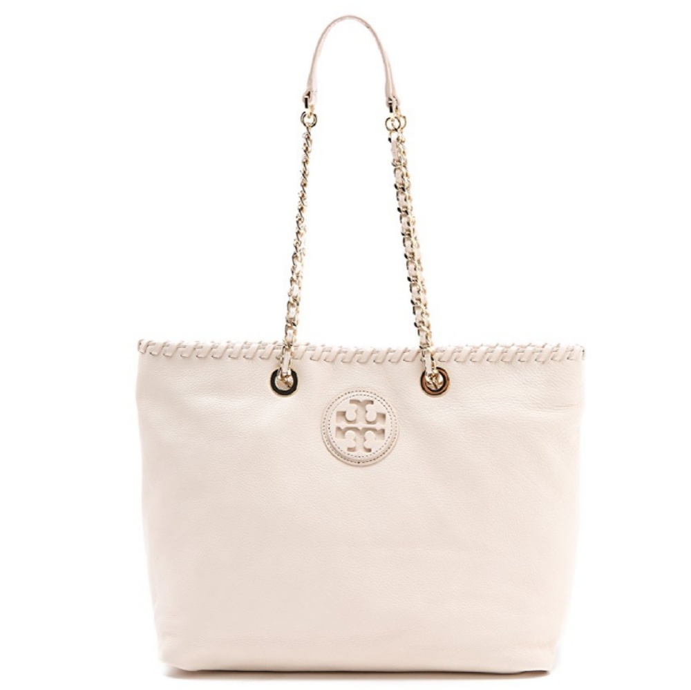 NEW Tory Burch white leather tote bag